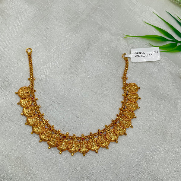 Silver Gold Polished Kasu Necklace GPN11