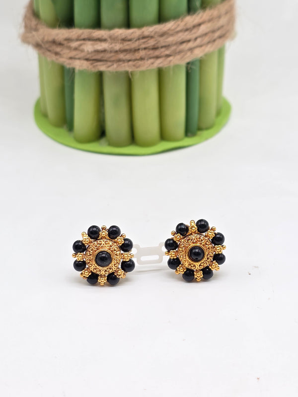 Silver Black Beats Earrings