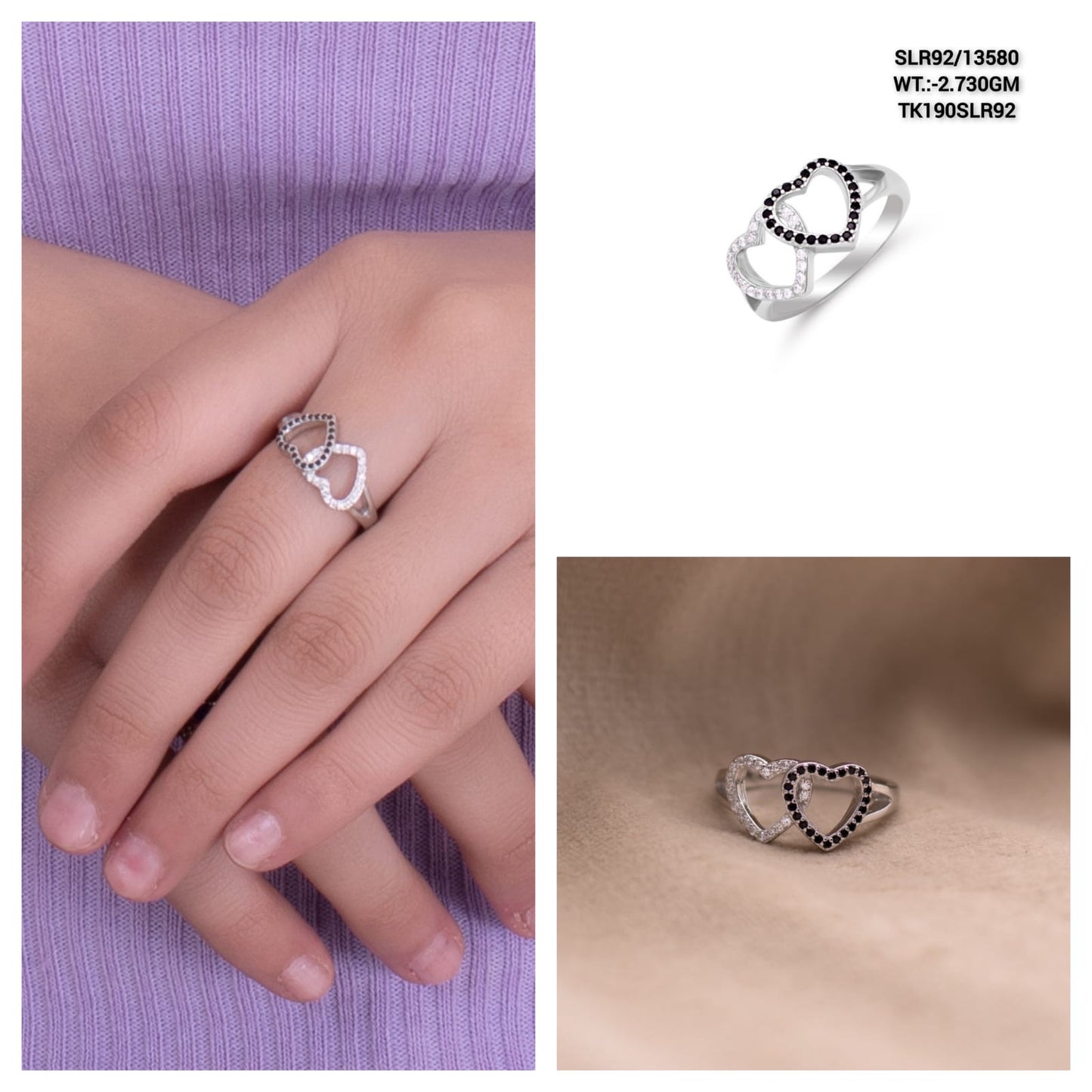 Silver Linked Heart Ring