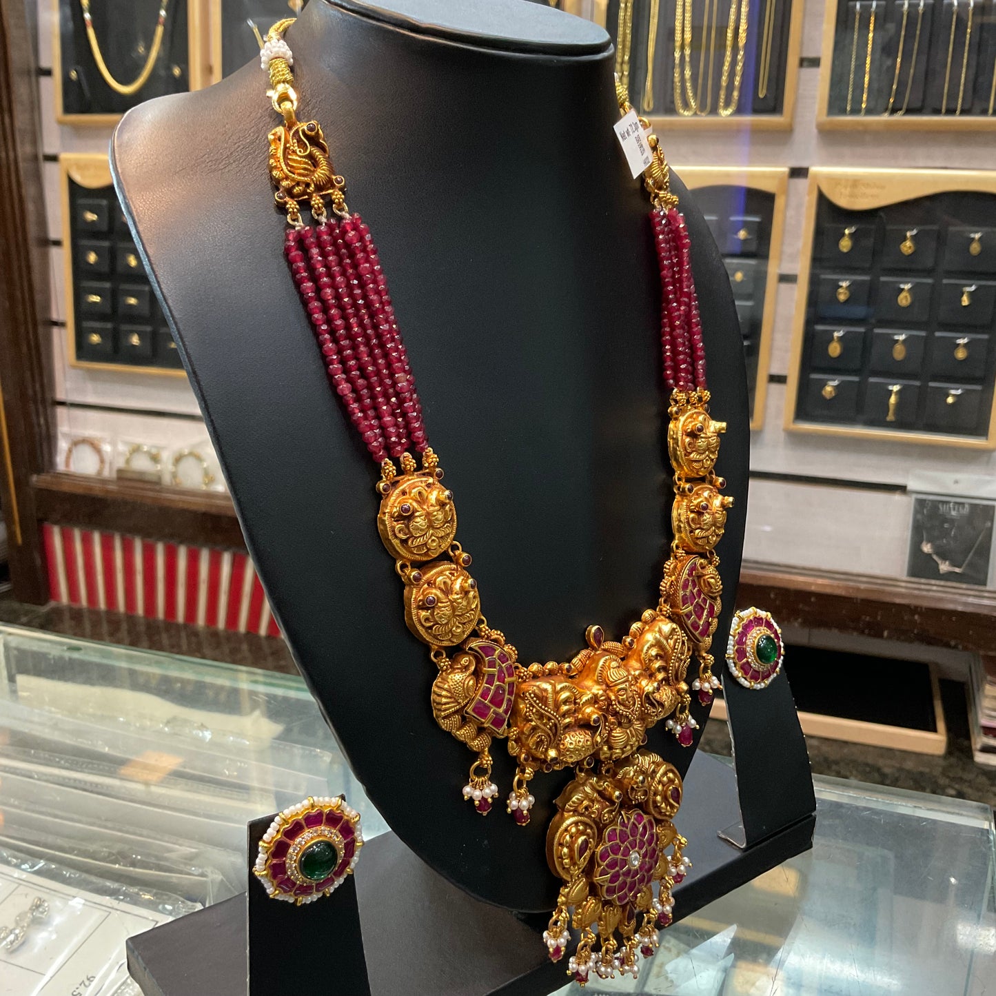 Silver Premium Long Kundan Haram