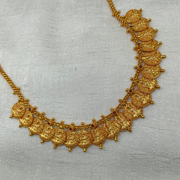 Silver Gold Polished Kasu Necklace GPN11