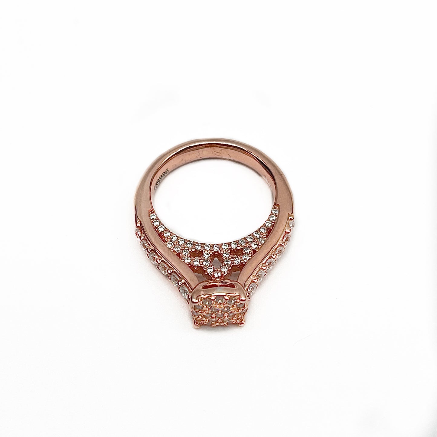 Princess Silver Ring in Rose Gold