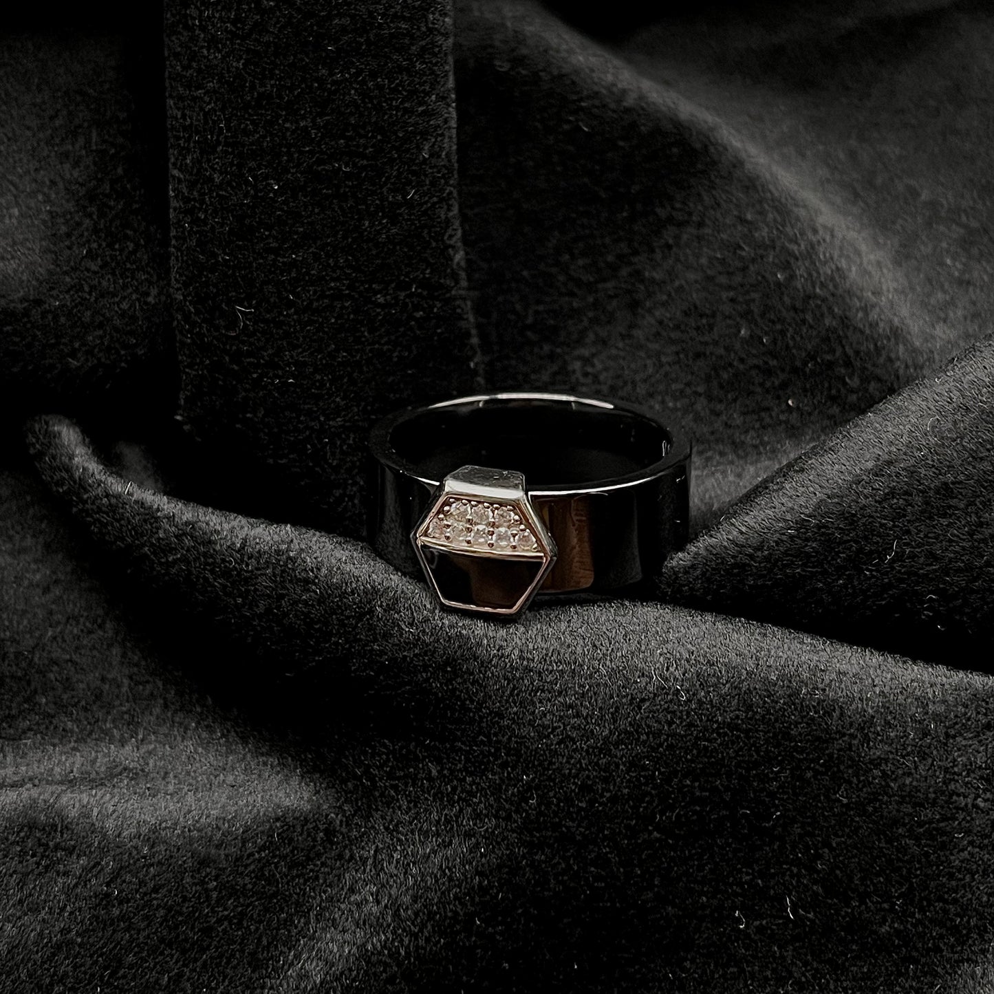 Silver Black Band Mens Ring