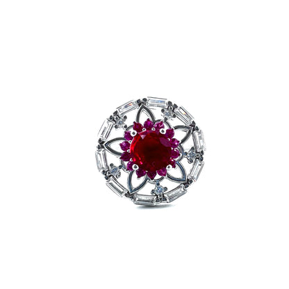 Red Stone Silver Ring