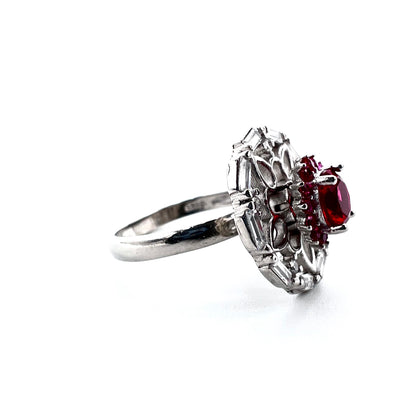 Red Stone Silver Ring