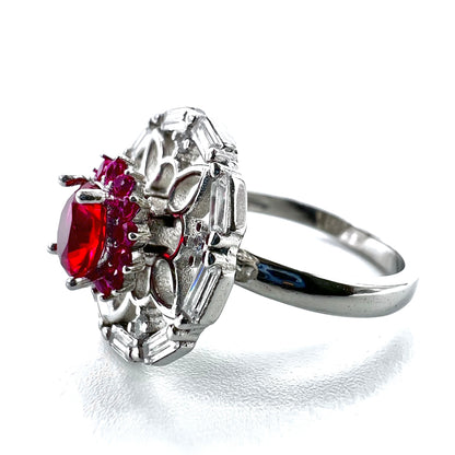 Red Stone Silver Ring