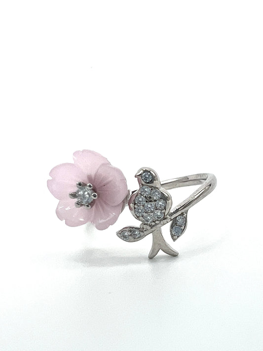 Pink Pearl Silver Ring