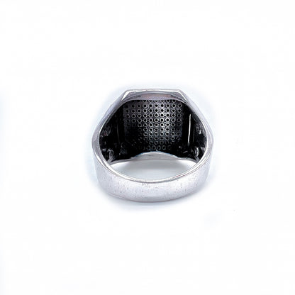 Luxury Black Mercedes Micro Stone Ring 92.5 Silver