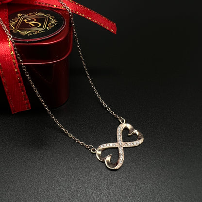 Silver Infinity Hearth Necklace (Rose Gold)