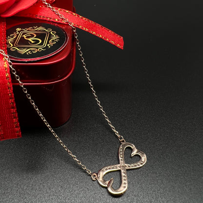 Silver Infinity Hearth Necklace (Rose Gold)