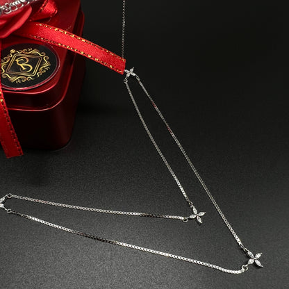 Star Diamond Necklace With Earing In Silver