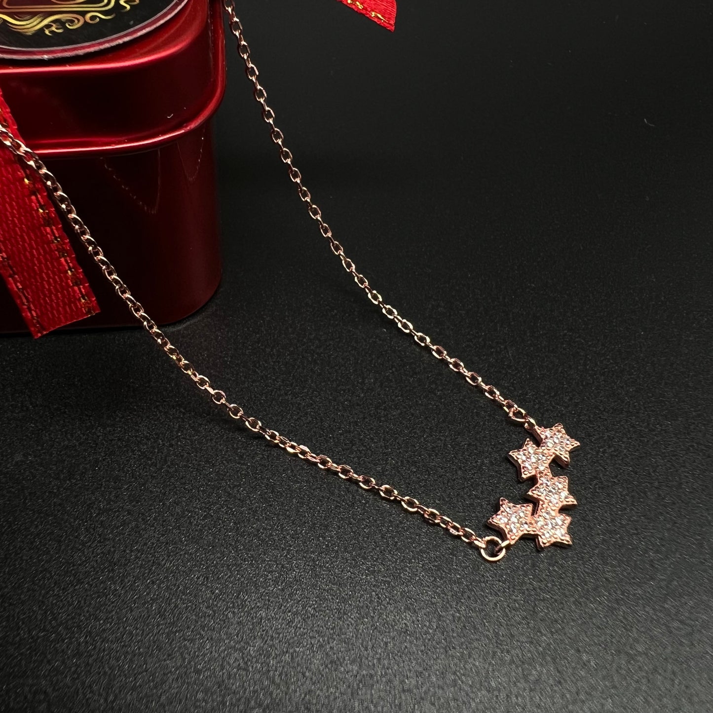 Silver Star Necklace in Rose Gold