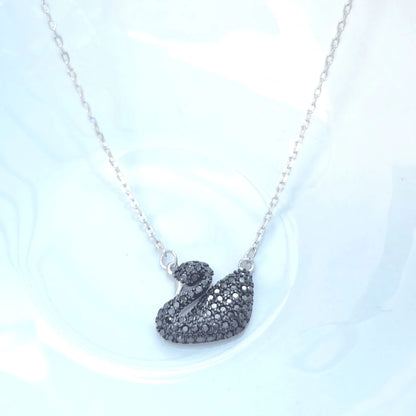 Silver Black Swarovski Necklace